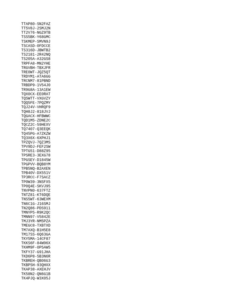 List of Unique Codes and Identifiers | PDF