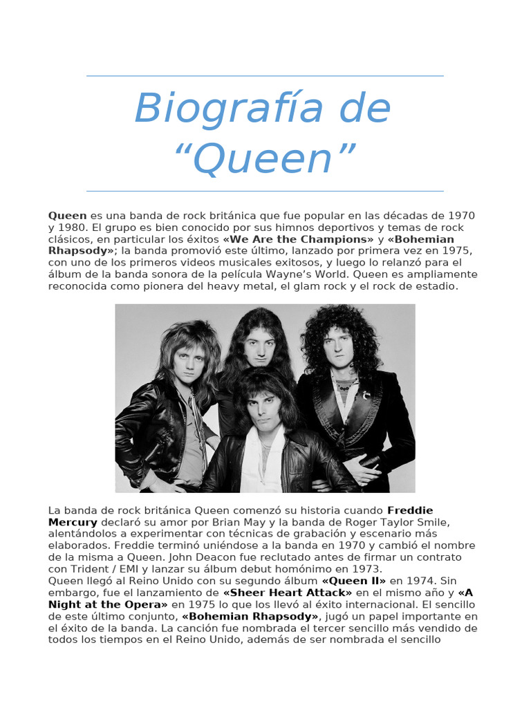 Biografía de Queen: Historia y Éxitos | PDF | Grabación de sonido ...