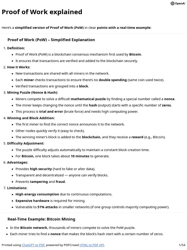 Proof of Work Explained | PDF | Internet Of Things | Bitcoin