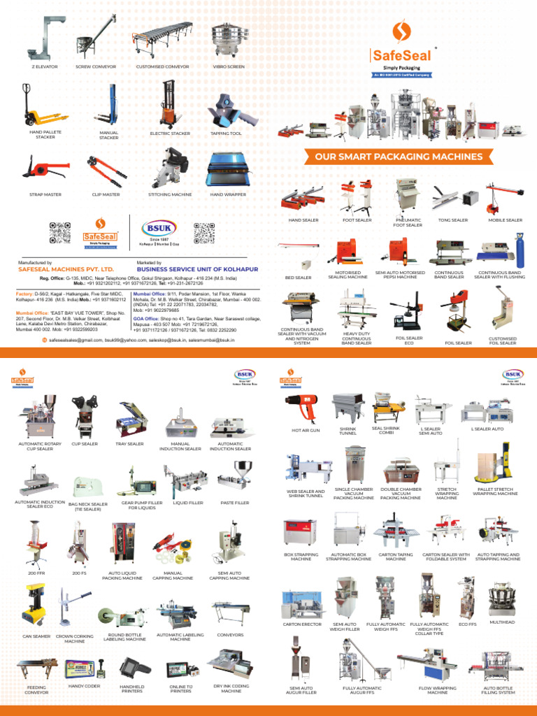 Comprehensive Packaging Machines List | PDF