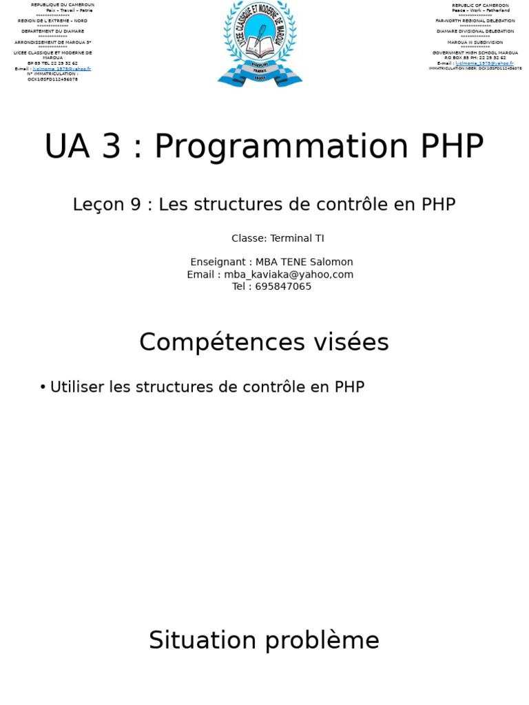 Structures de contrôle en PHP | PDF