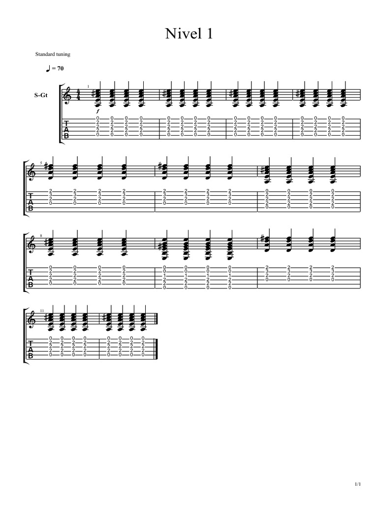 Guitar Tab for Standard Tuning Level 1 | PDF