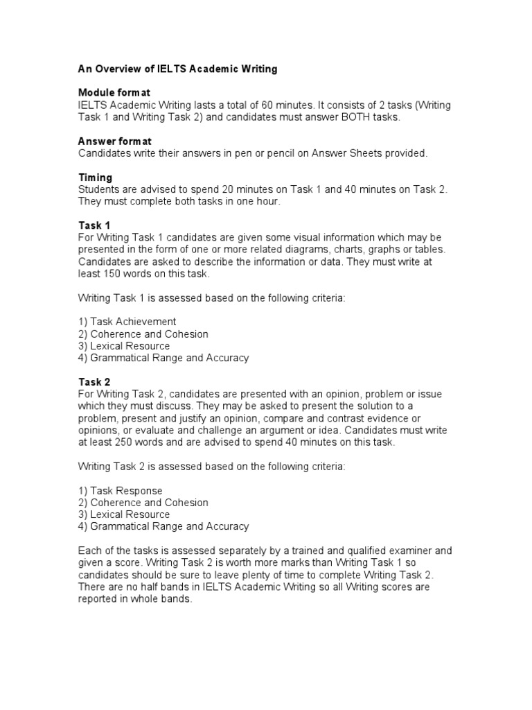 IELTS Academic Writing Overview | PDF | International English Language ...