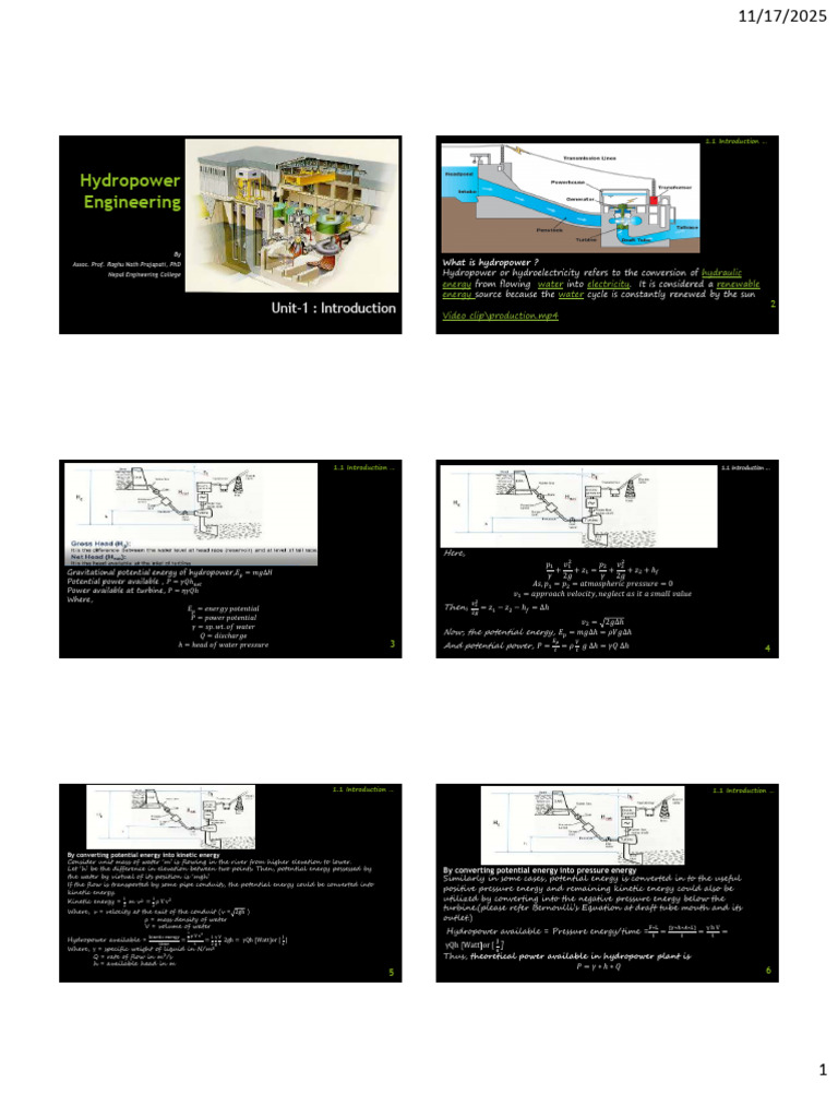 Hydropower Unit 1 | PDF | Hydroelectricity | Potential Energy