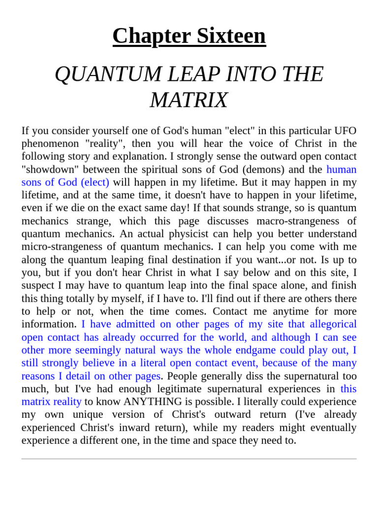 Quantum Leap Out of the Matrix and Into Heaven | PDF | Unidentified ...