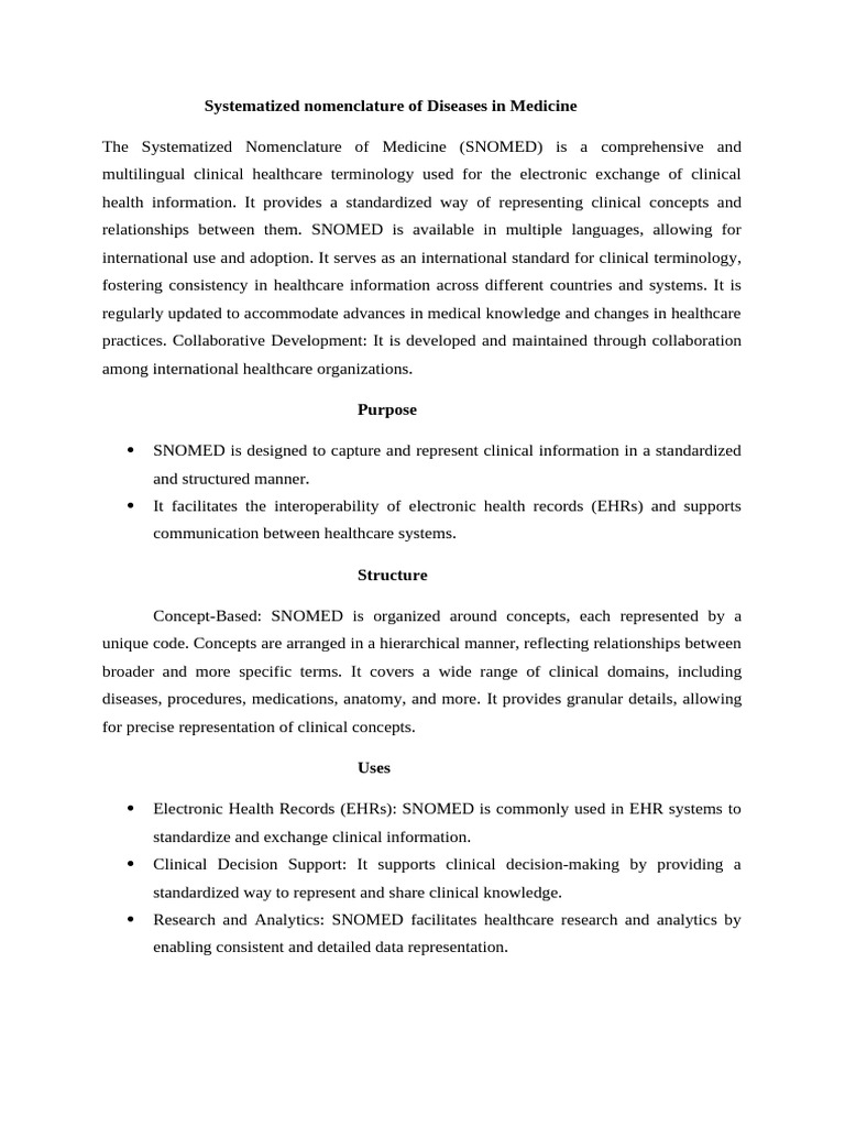SNOMED: Standardized Clinical Terminology | PDF
