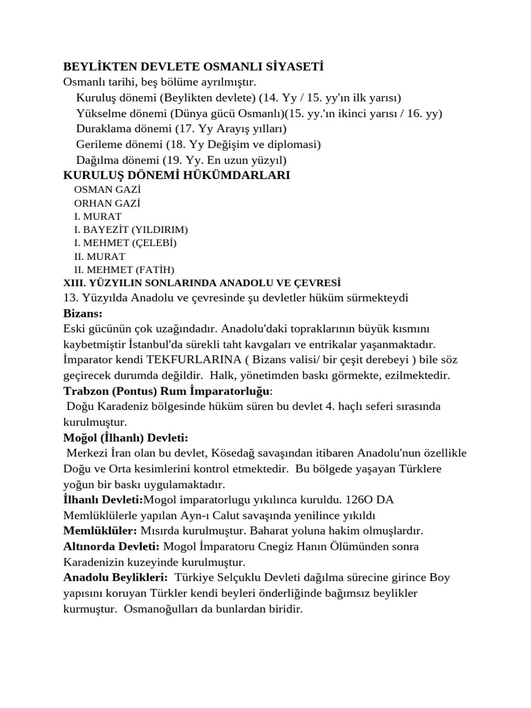 9) Osmanlı Devletinin Kuruluşu | PDF