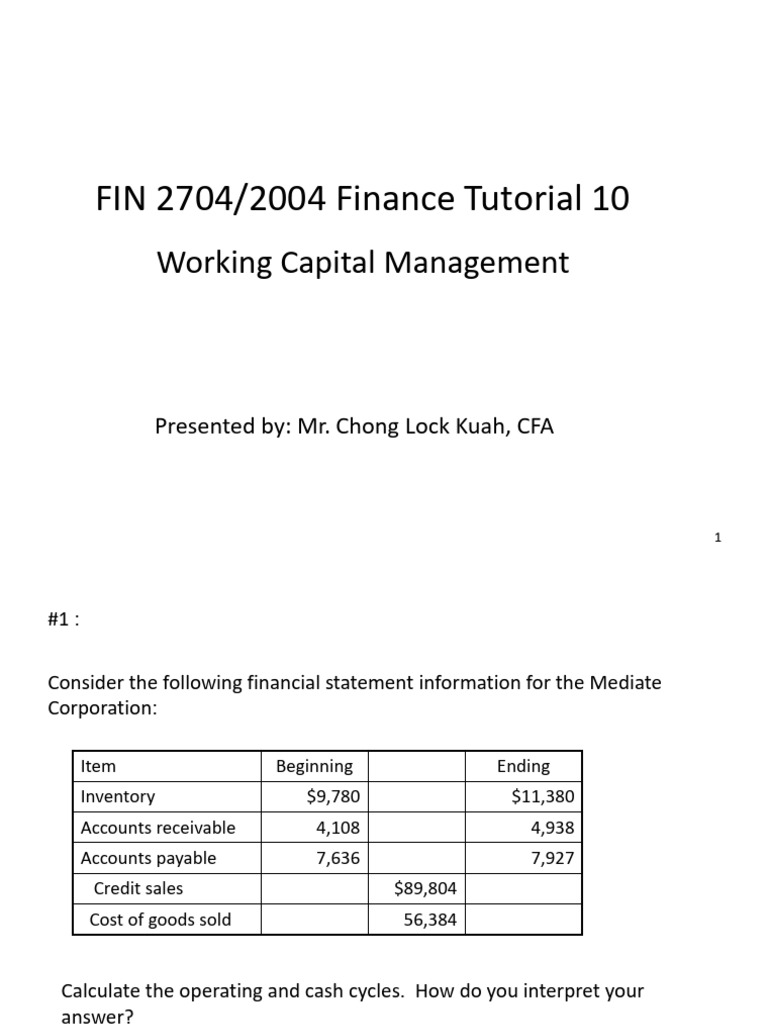 Operating and Cash Cycle Analysis | PDF | Interest | Loans