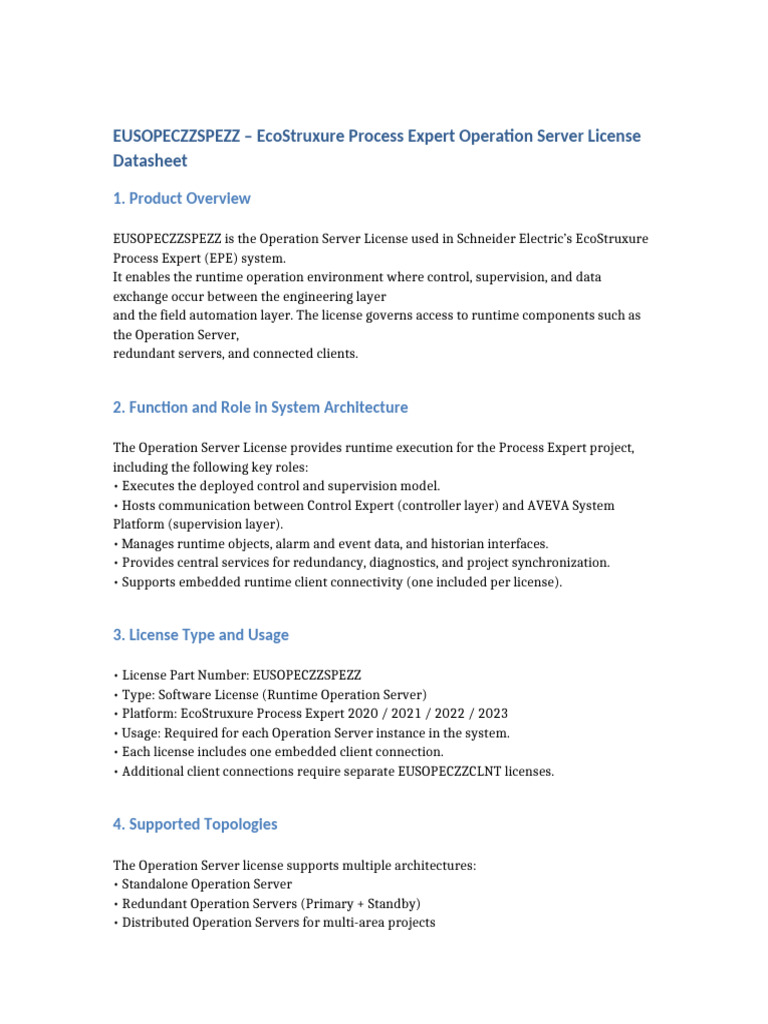 EcoStruxure Operation Server License Guide | PDF | Server (Computing ...