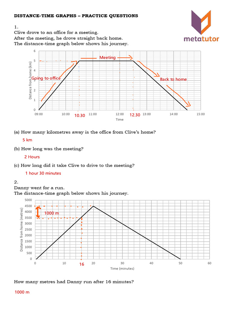 Grade 7 Physics Distance Time Graphs Answers | PDF | Speed