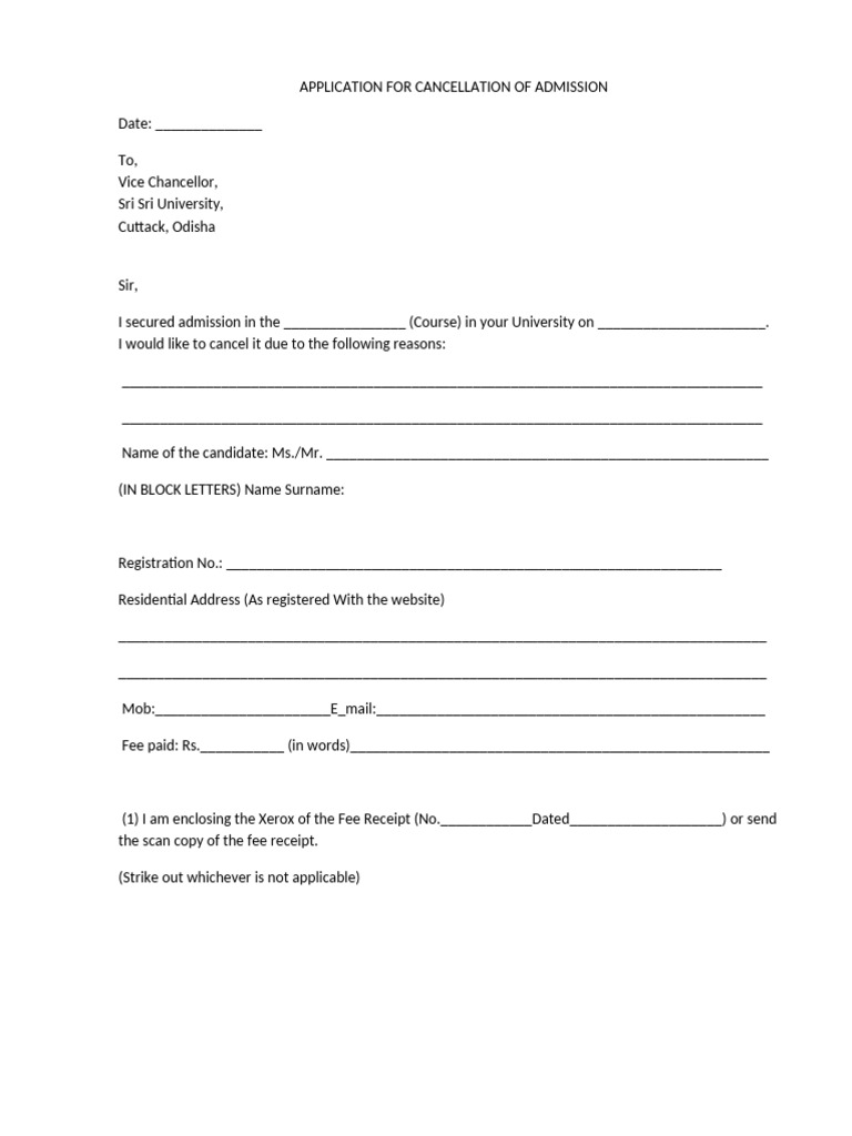 Cancellation Form | PDF
