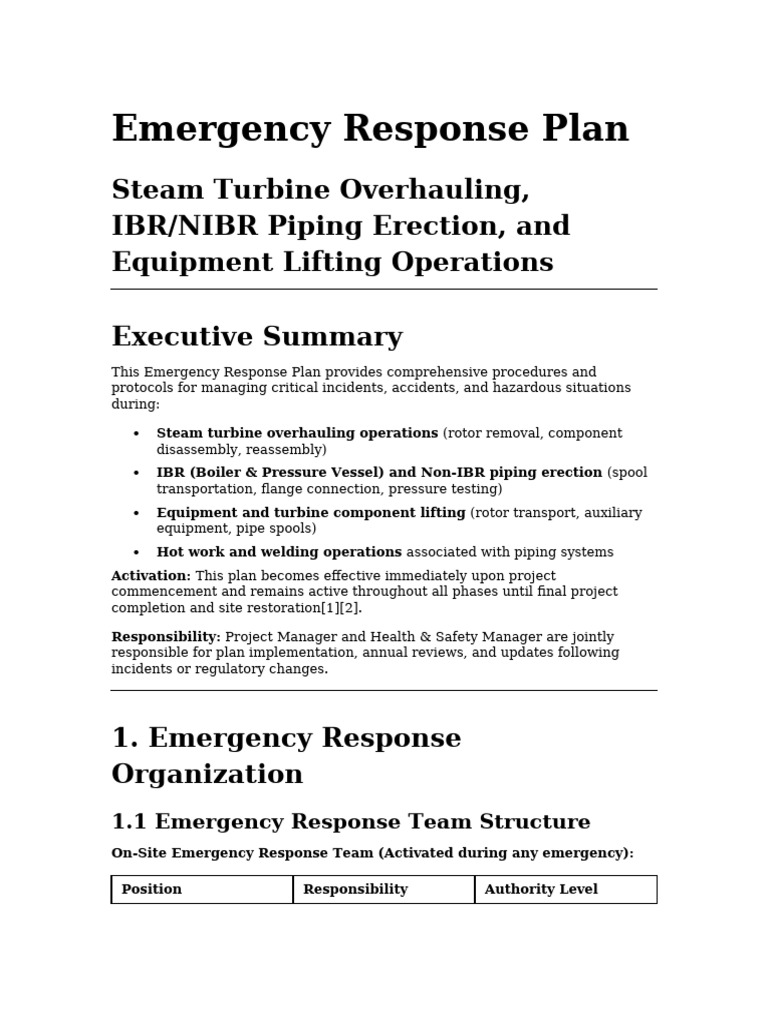 Emergency Response Plan | PDF