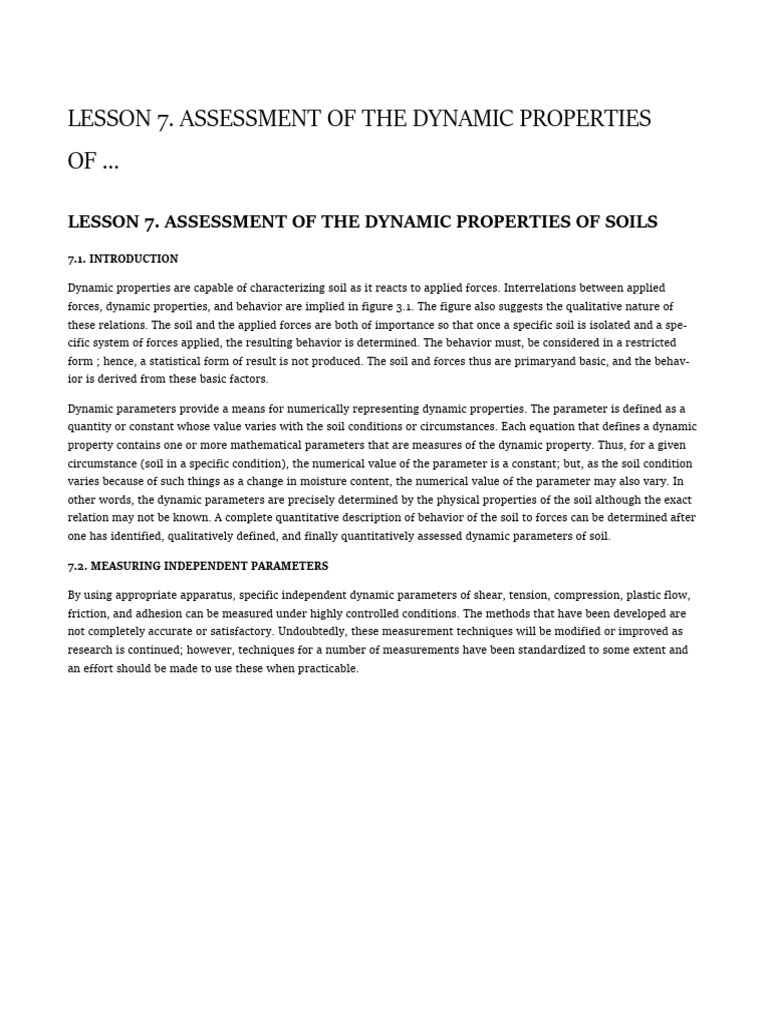 Dynamic Soil Properties Assessment | PDF | Stress (Mechanics) | Force