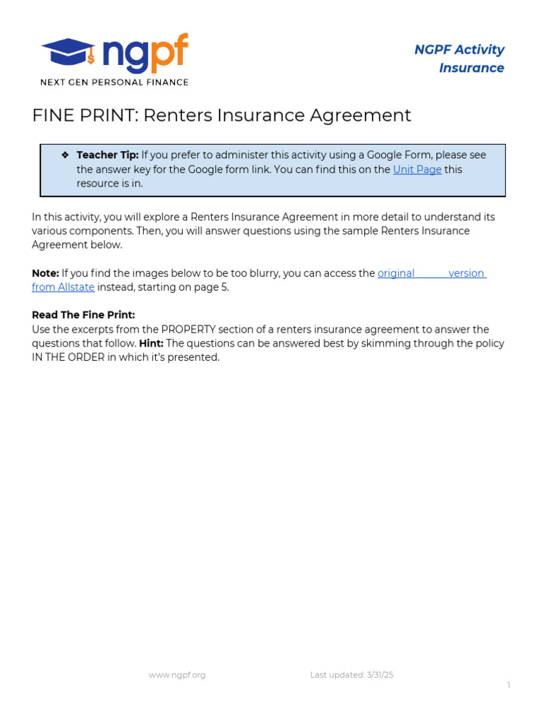Understanding Renters Insurance Agreements | PDF | Insurance | Renting
