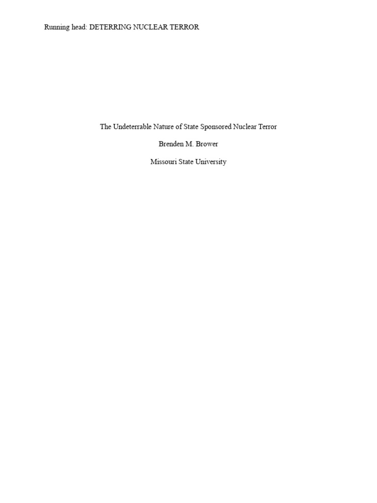 Deterring Nuclear Terror | PDF | Crime & Violence | Deterrence Theory