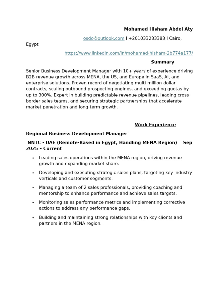 Senior Business Development Manager Profile | PDF | Digital Marketing ...