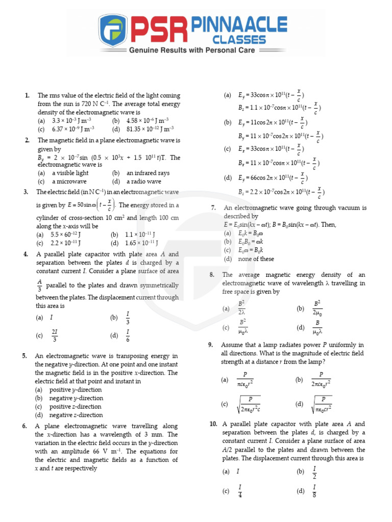 Electromagnetic Waves and Optics Concepts | PDF | Wavelength | Light