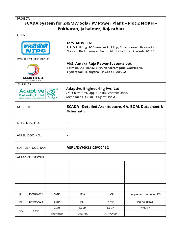 SCADA Architecture for 245MW Solar Plant | PDF | Electrical Engineering ...