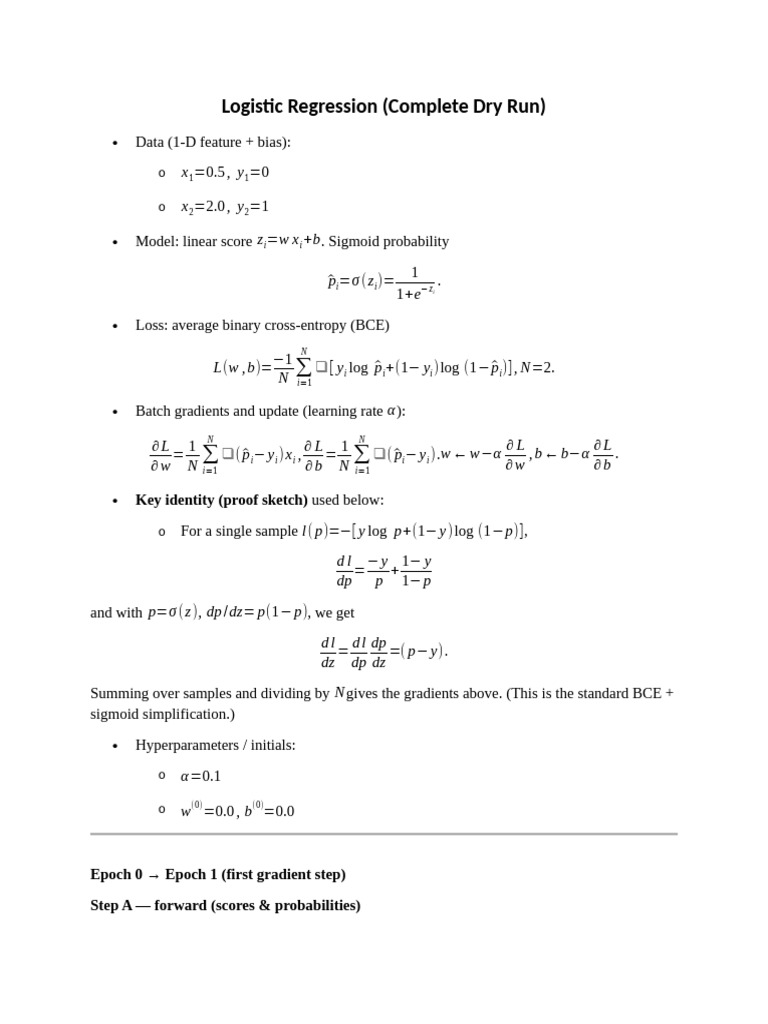 Logistic Regression Dry Run Example | PDF | Statistical Inference ...