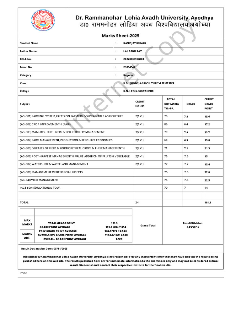 Dr. Rammanohar Lohia Avadh University, Ayodhya. (4) | PDF | Agriculture ...