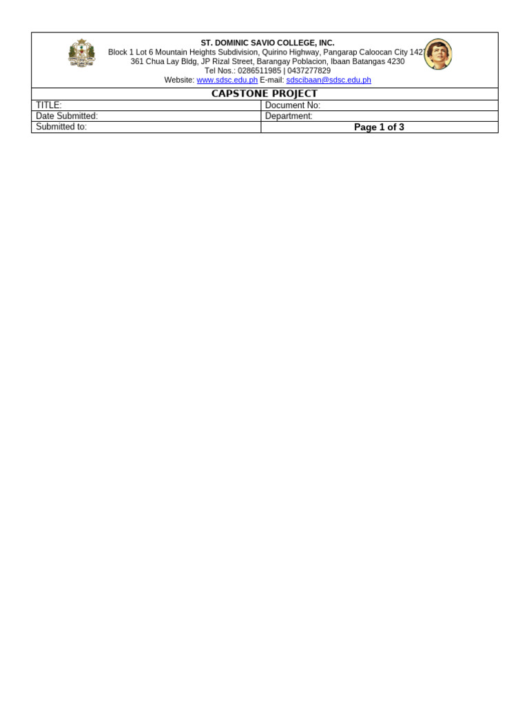 St. Dominic Savio College Capstone Project | PDF