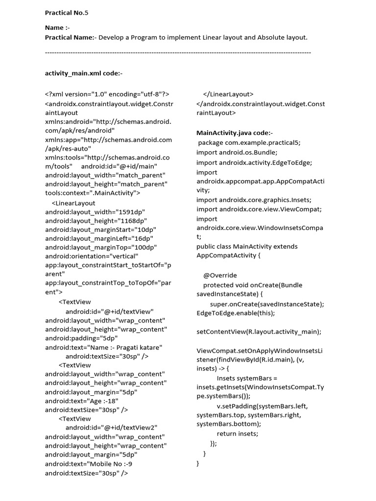Linear and Absolute Layout Program | PDF | Operating System Technology ...