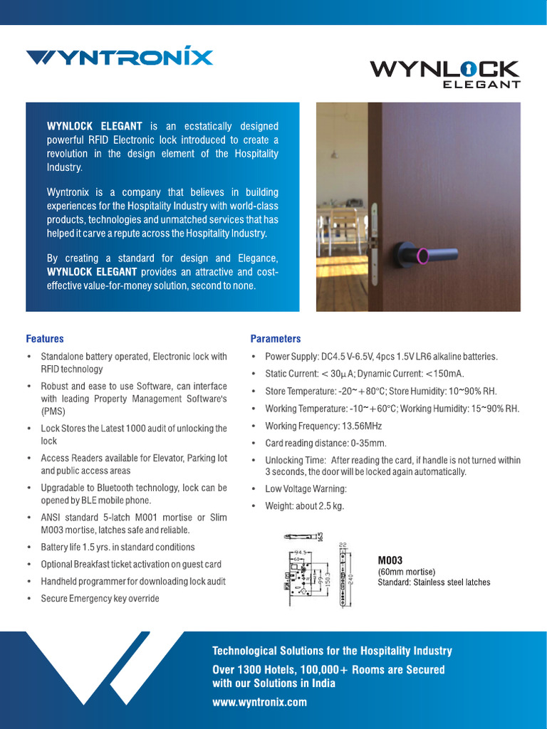 Wynlock Elegant RFID Door Locking System | PDF