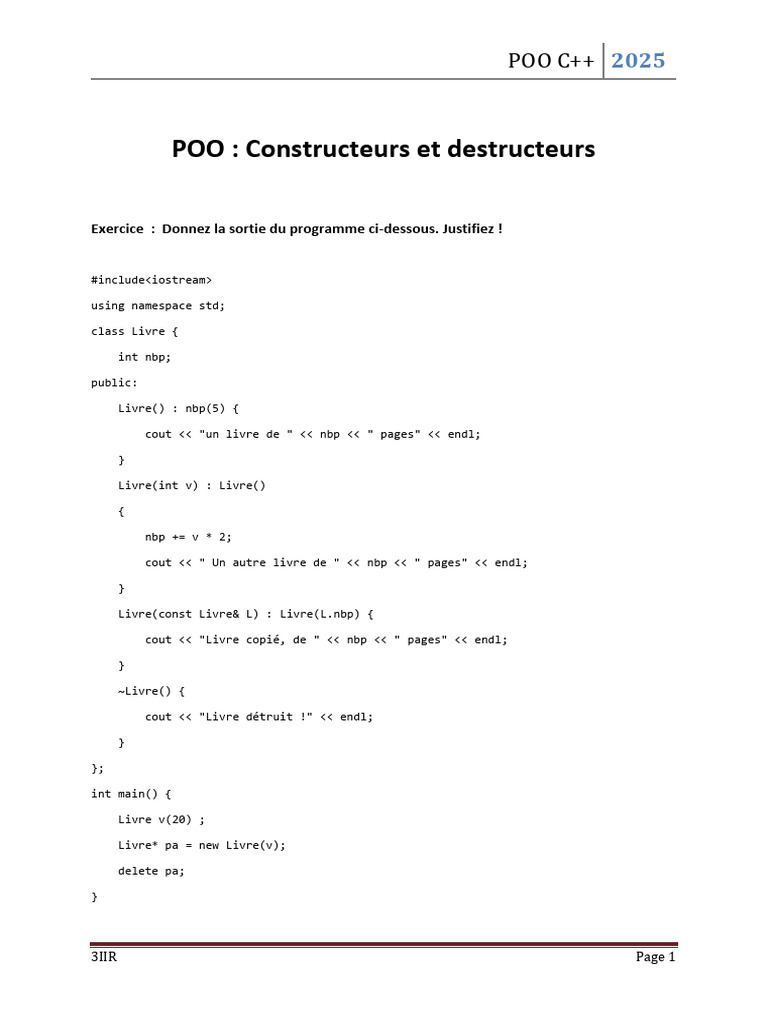 C++ Constructors and Destructors Explained | PDF | C++ | Computer ...