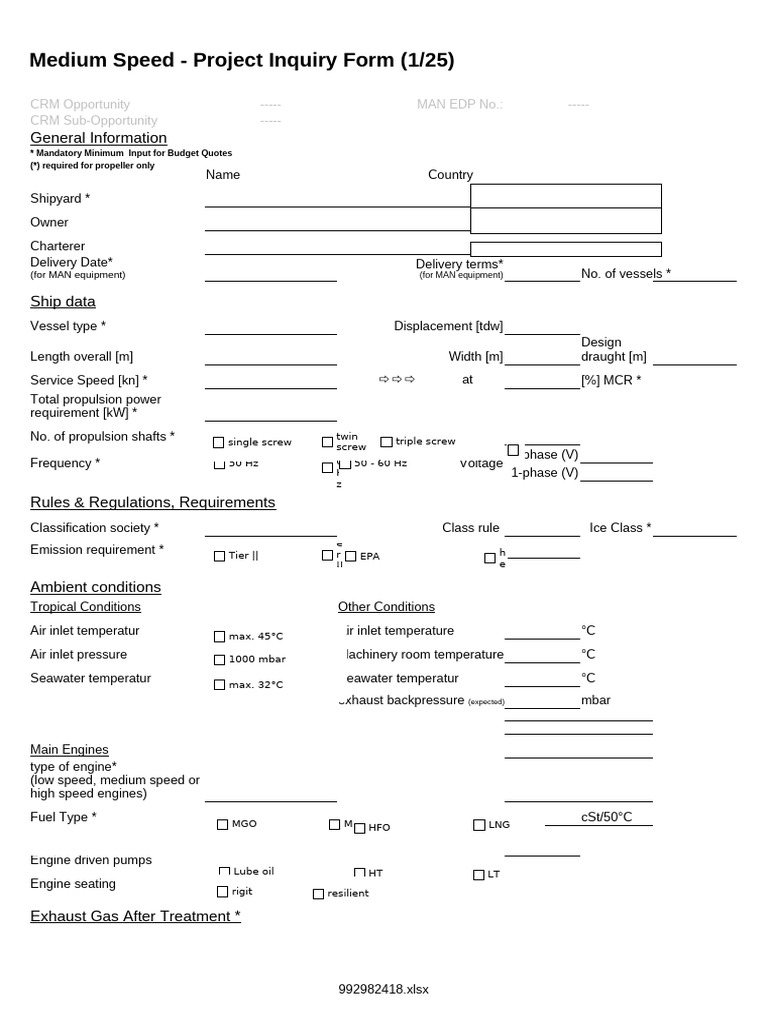 Medium Speed Project Inquiry Form | PDF | Propeller | Engines