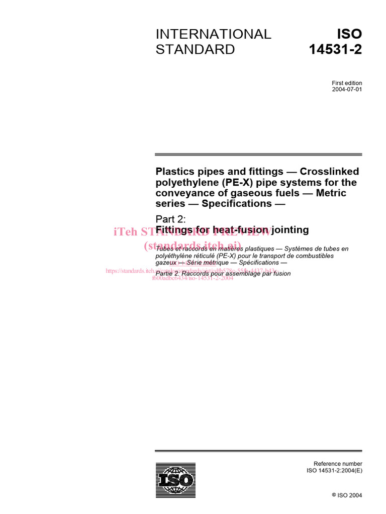 ISO-14531 Part 2-2004 | PDF | Pipe (Fluid Conveyance) | Polyethylene
