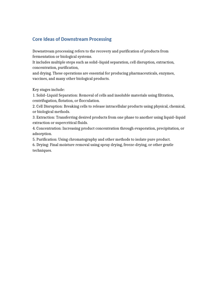 Downstream Processing Techniques Explained | PDF