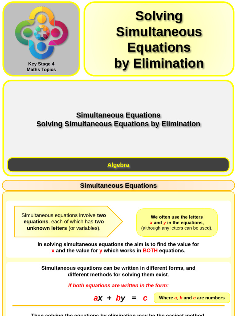 Solve Simultaneous Equations Easily | PDF | Equations | Algebra