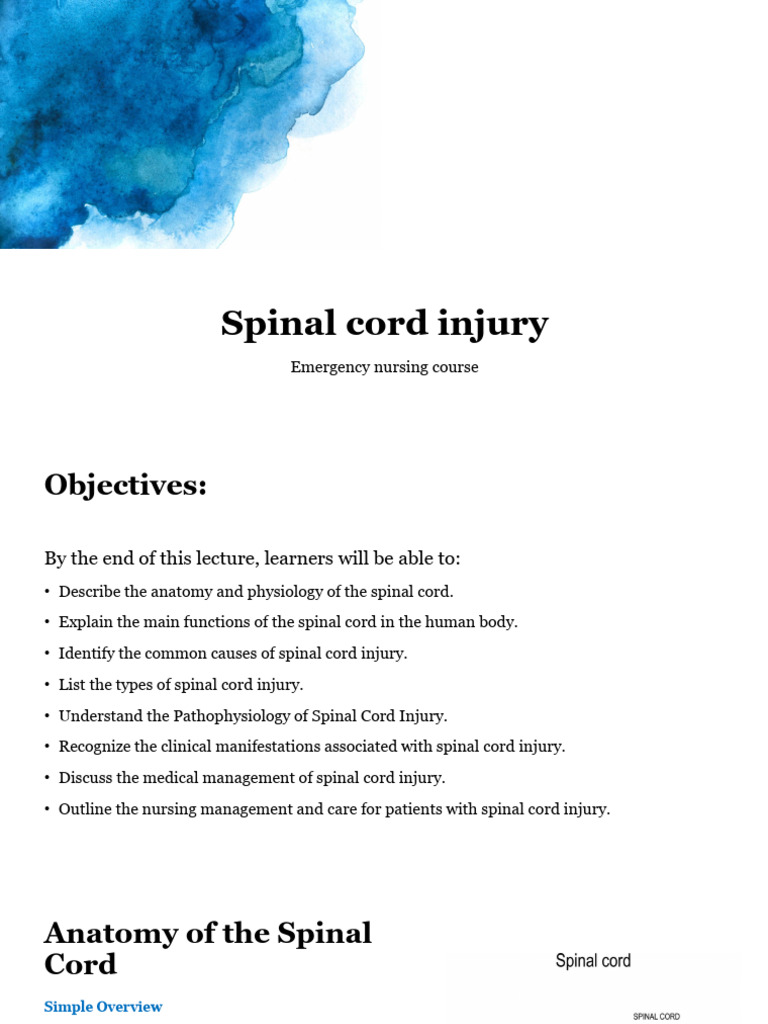 Spinal Cord Injury Nursing Course Overview | PDF | Spinal Cord Injury ...