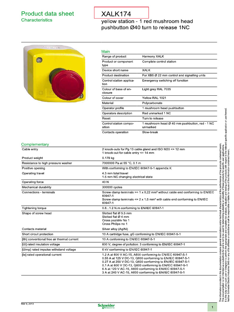 Schneider XALK174 Catalogue | PDF