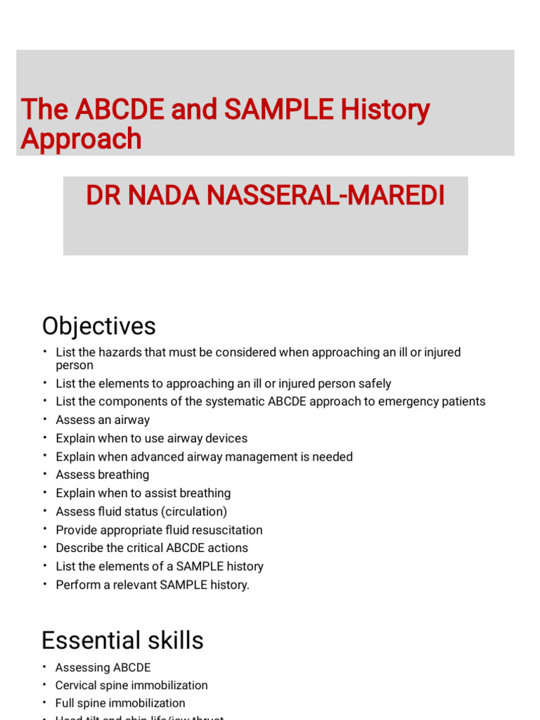 ABCDE and SAMPLE History in Emergency Care | PDF | Breathing | Personal ...