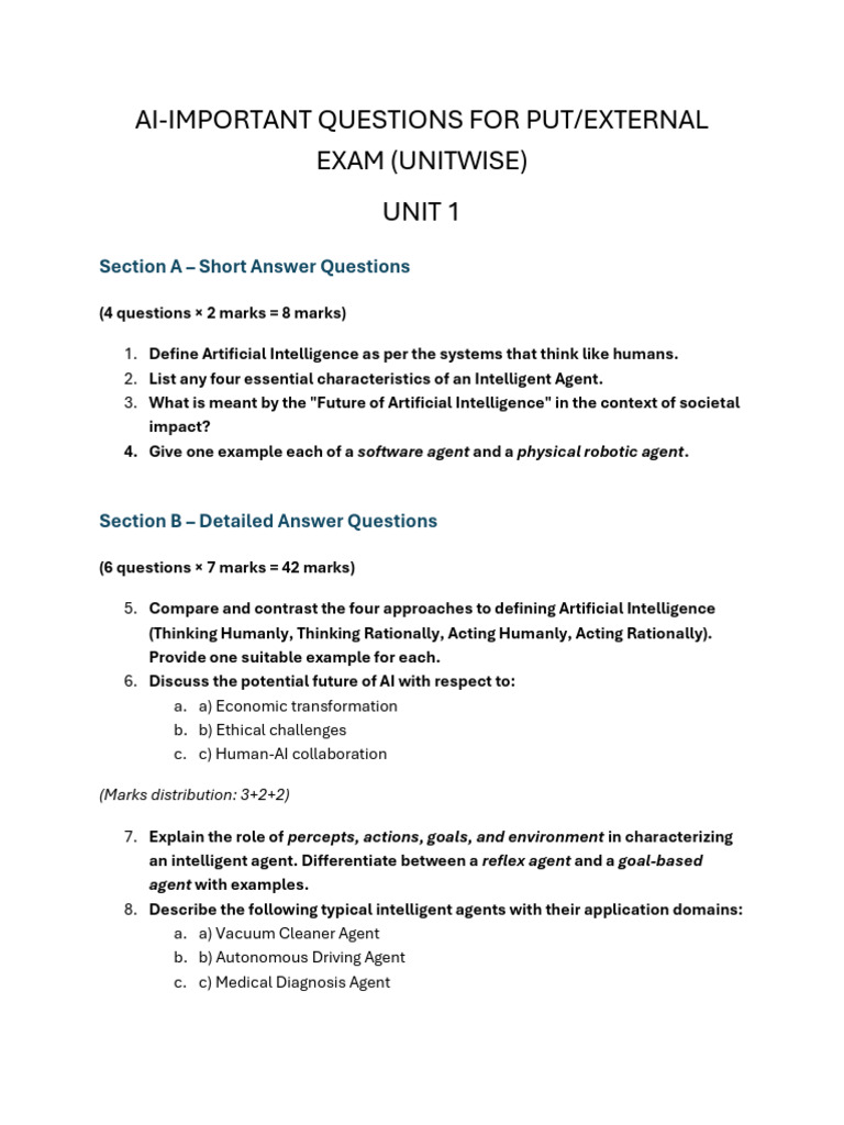 AI Exam Questions and Solutions Guide | PDF | Artificial Intelligence ...