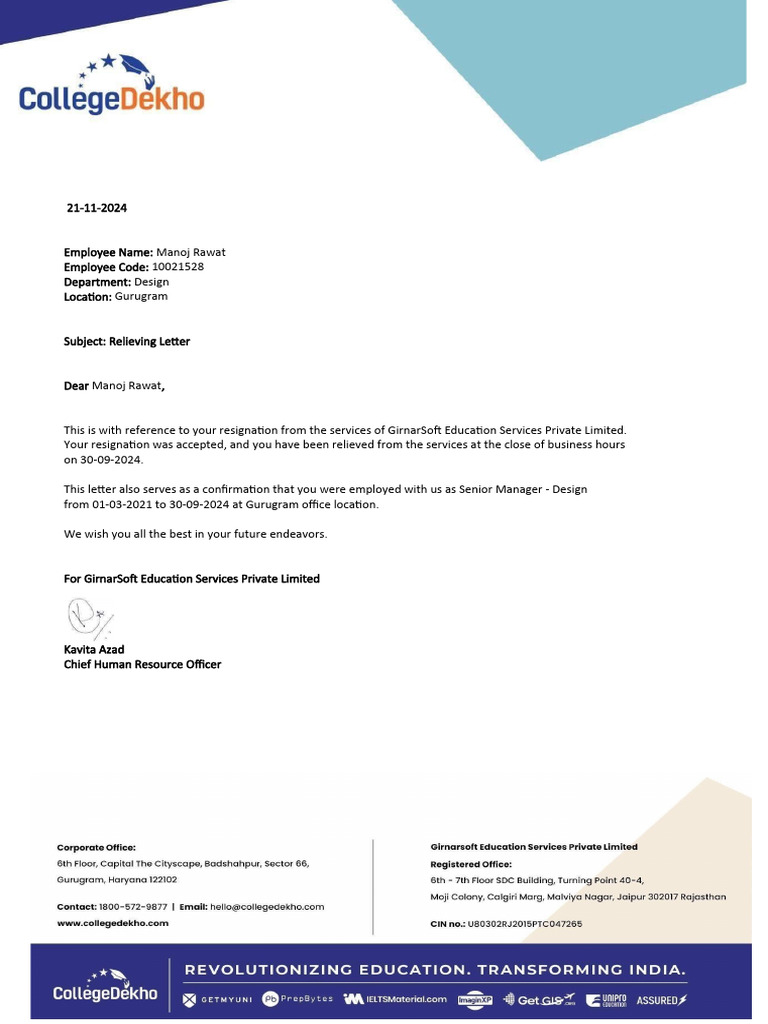 Reliving Letter | PDF