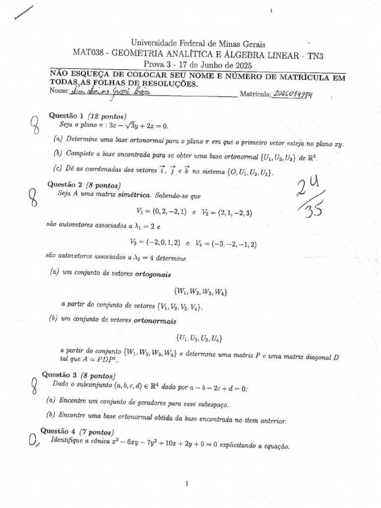 Prova 3 - Gaal 2025 | PDF