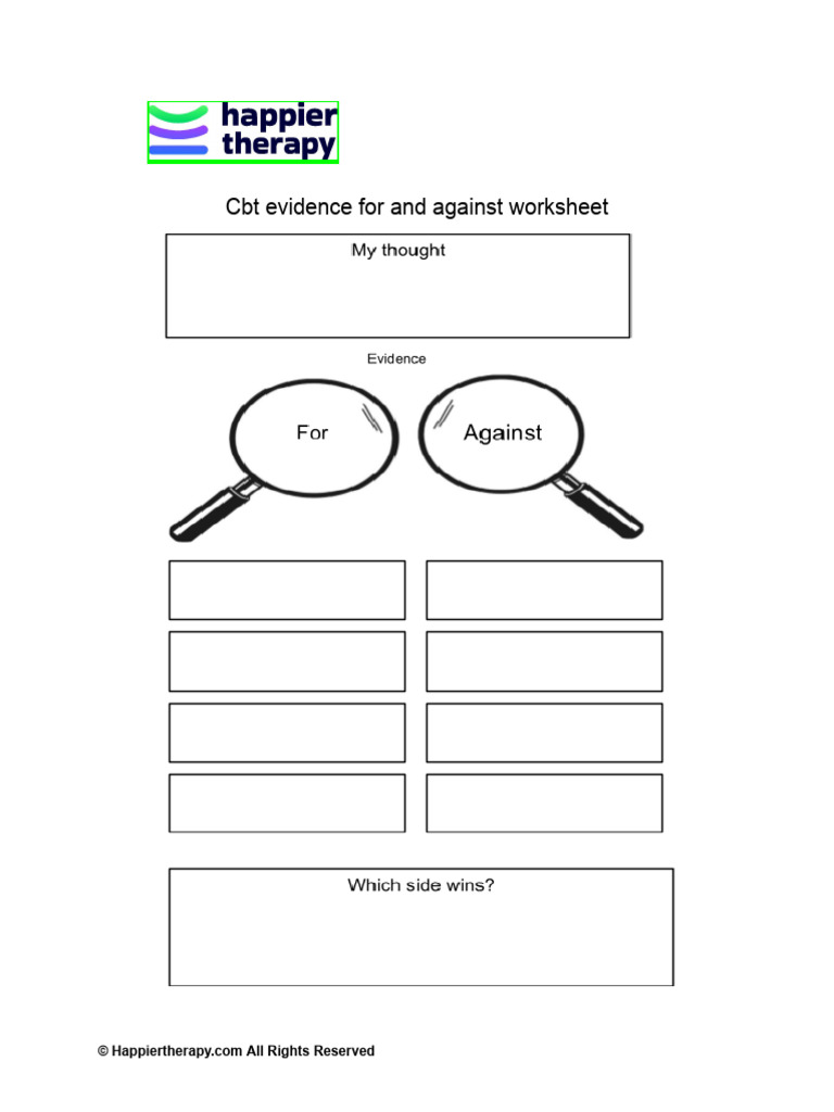 CBT Evidence For and Against Worksheet | PDF
