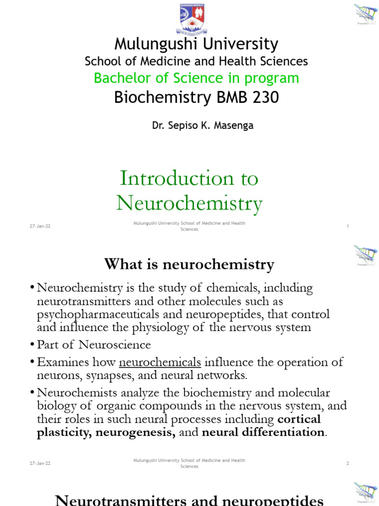 22.0 Neurochemistry | PDF | Neurochemistry | Neurotransmitter