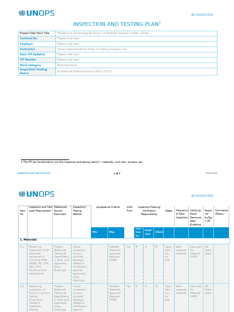 Electrical Inspection Plan for Hospital | PDF | Electrical Wiring ...