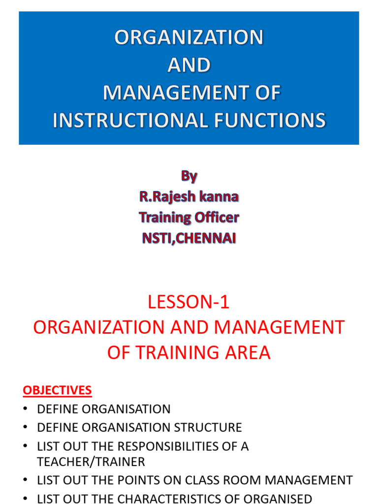 Training Organization and Management Guide | PDF | Learning | Classroom ...