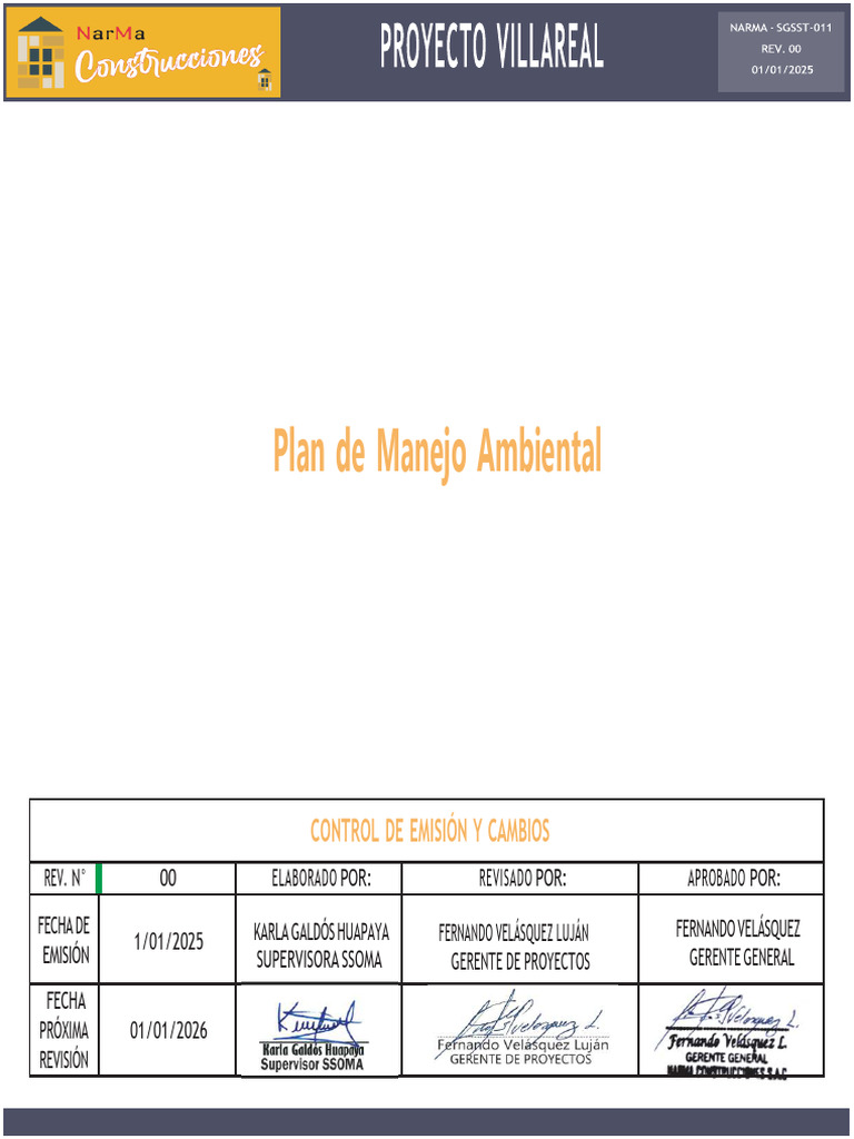 Plan de Manejo Ambiental NARMA 2025 | PDF | Residuos | Entorno natural
