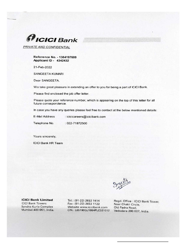 Signed Offer Letter | PDF