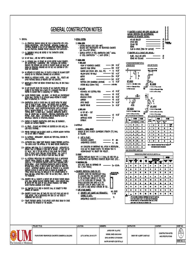 Construction Notes and Specifications | PDF