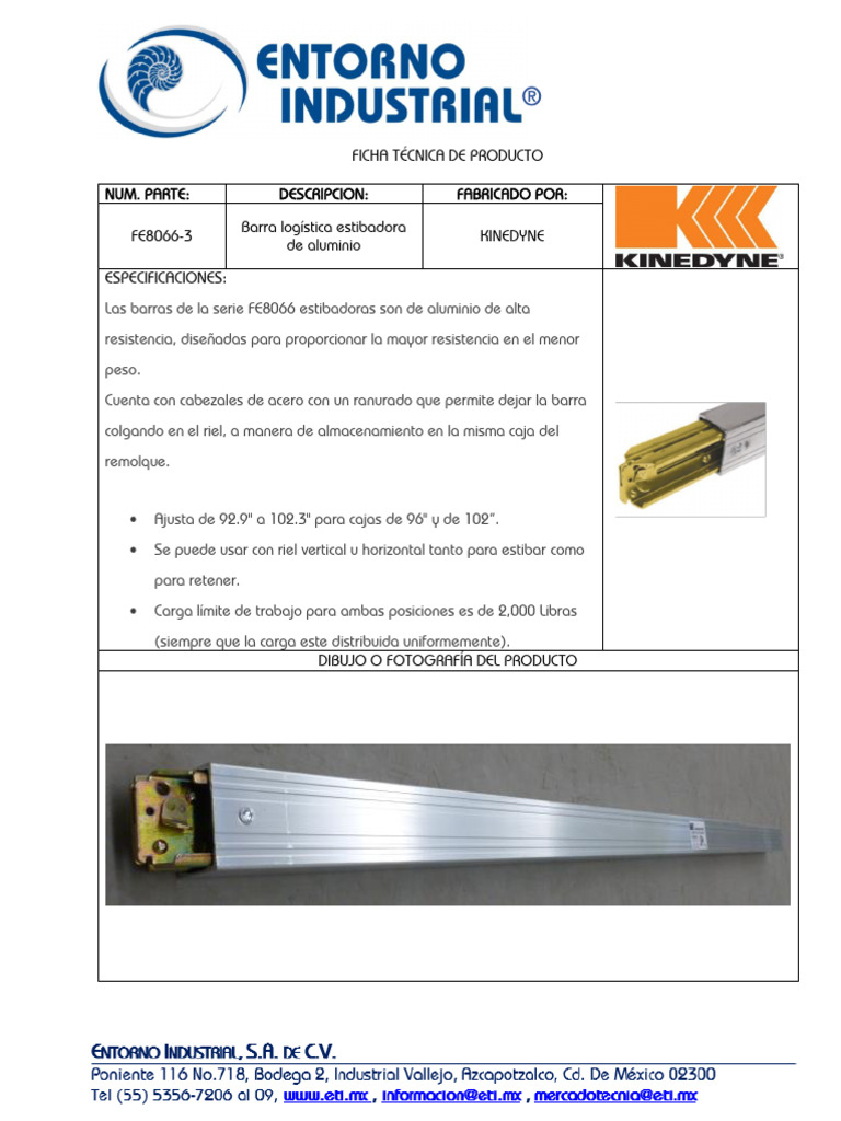 Barra Estibadora de Aluminio FE8066-3 | PDF