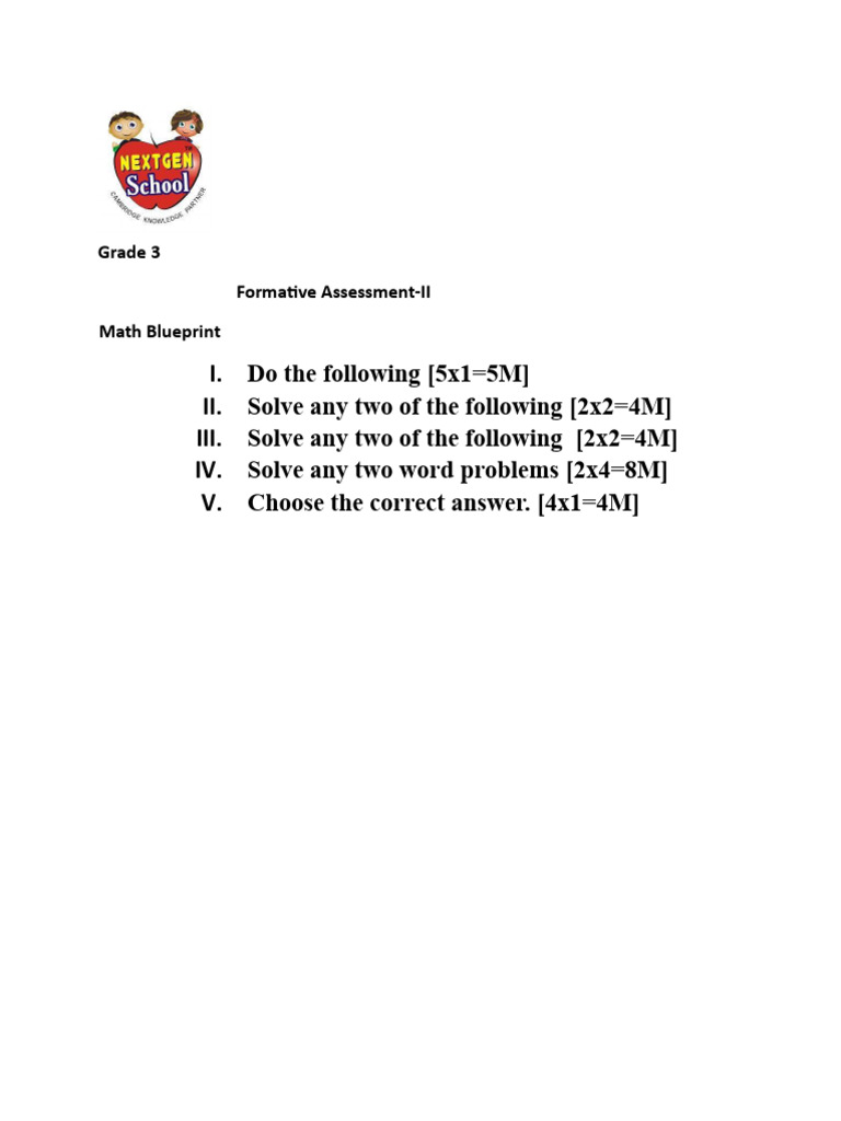 Grade 3 Math Assessment Blueprint | PDF