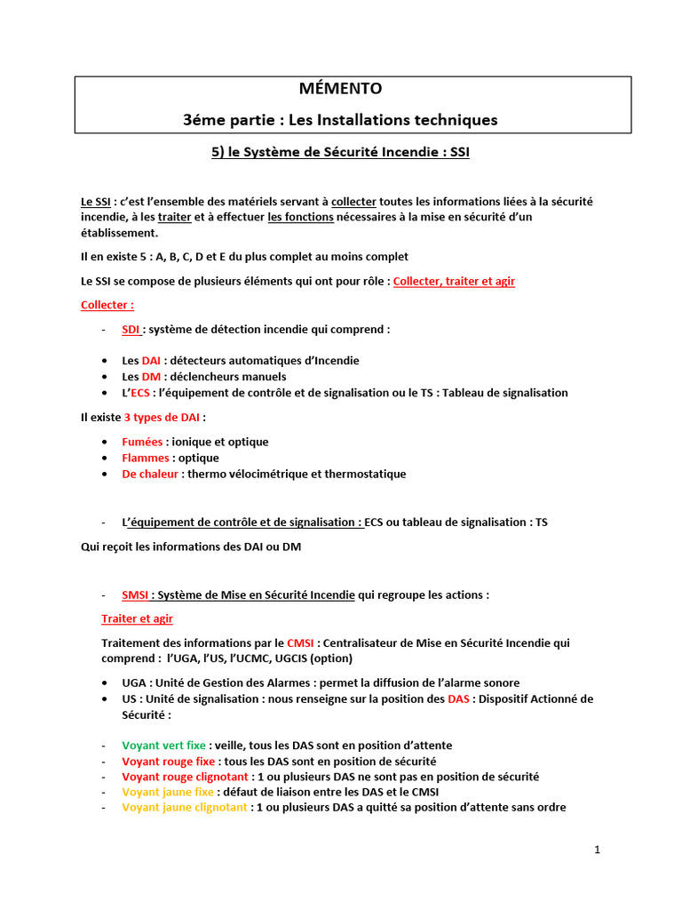 Système de Sécurité Incendie (SSI) | PDF