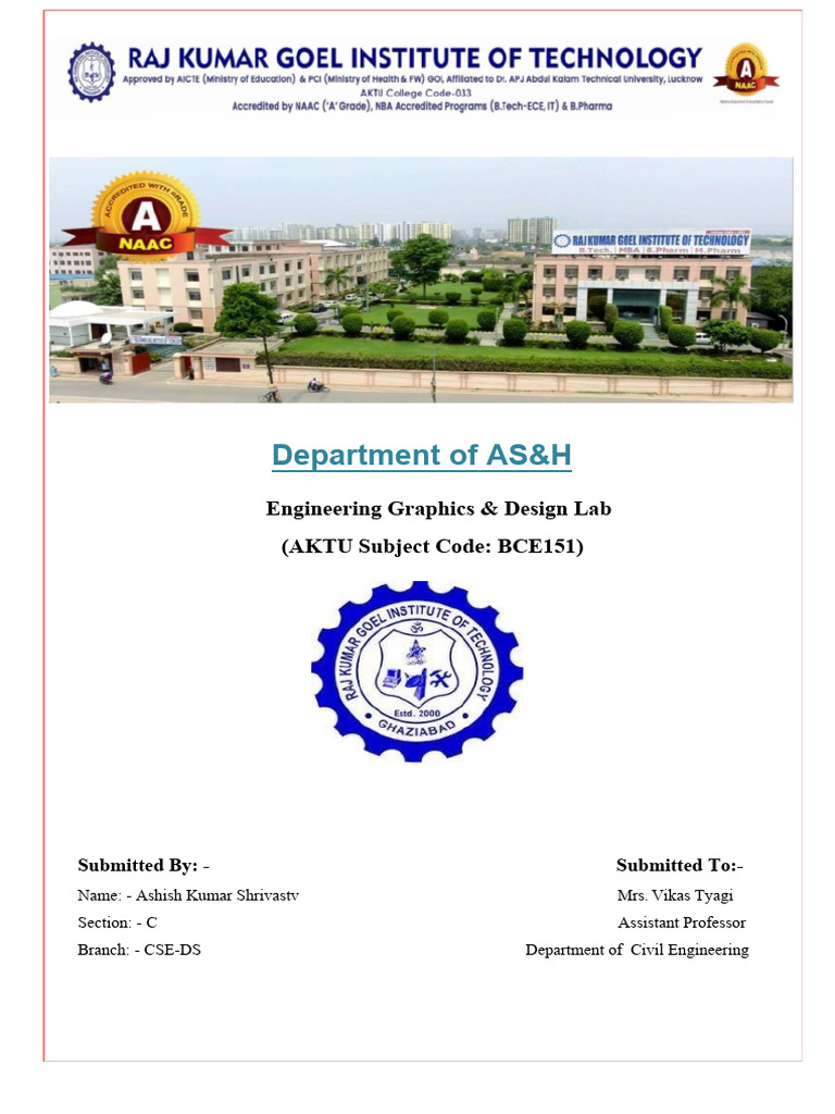 Engineering Graphics Lab Report - BCE151 | PDF