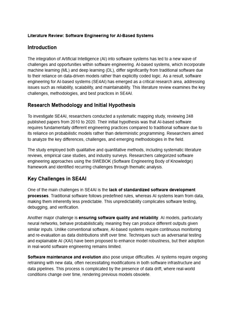 Software Engineering for AI Systems Review | PDF | Software Development ...